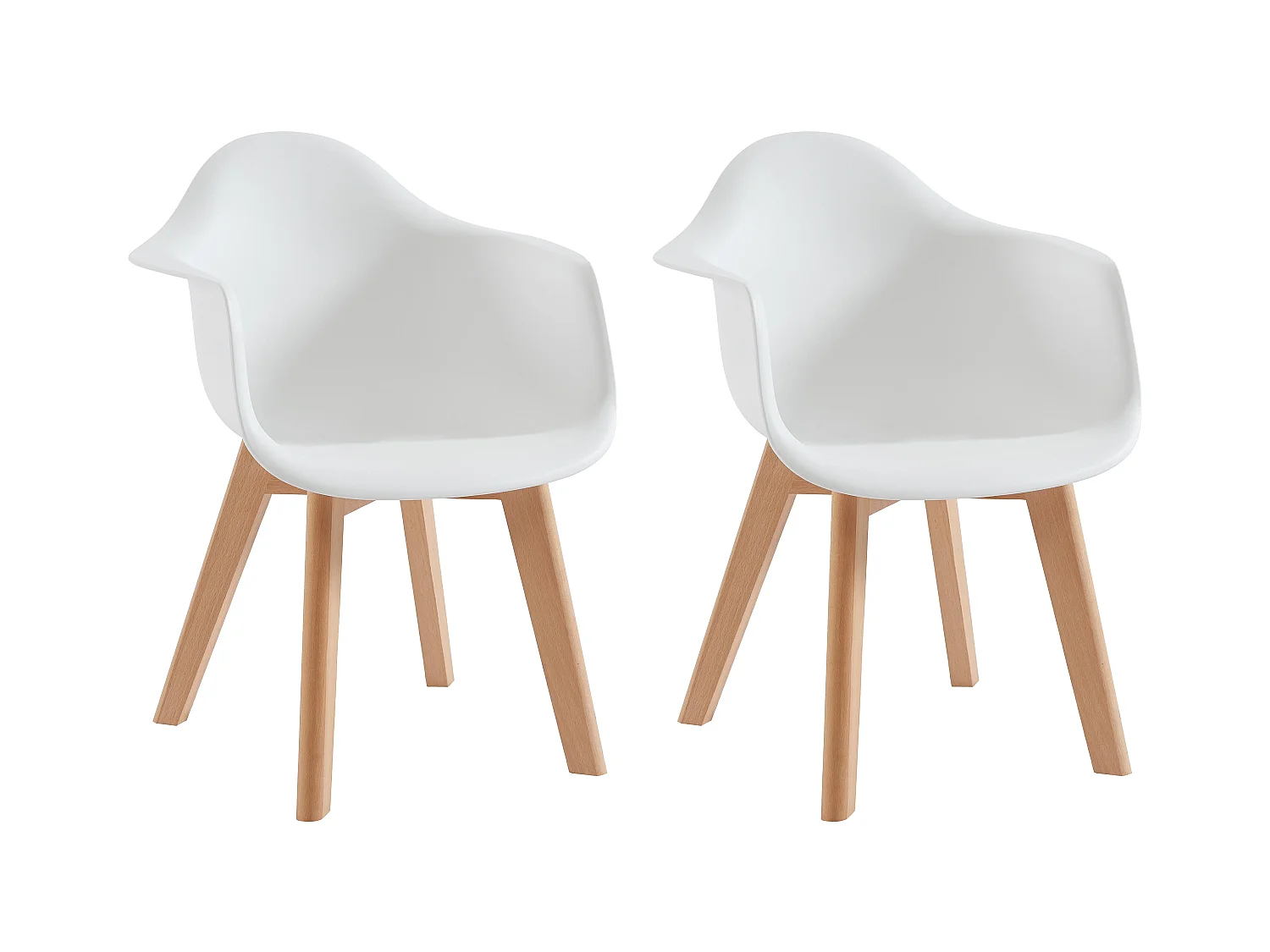 Juego de 2 sillas para niños con brazos de polipropileno y haya - Blanco - POUPINETTE