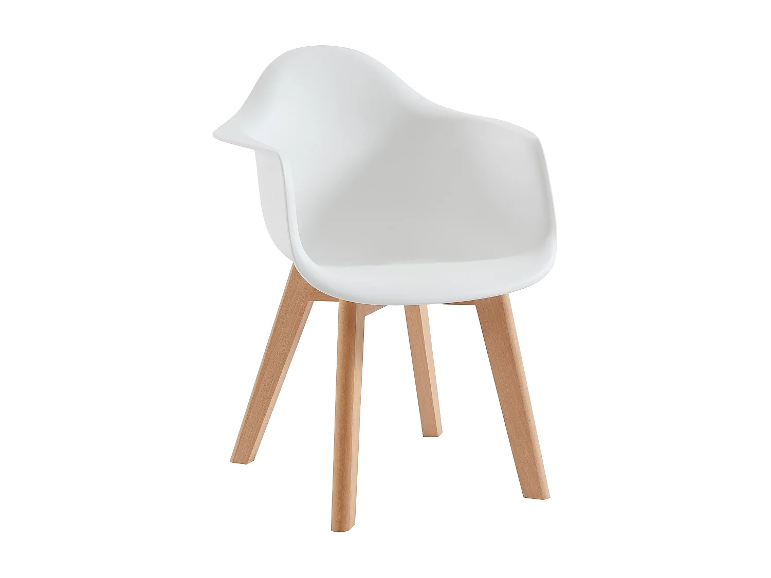Lot de 2 chaises enfant avec accoudoirs en polypropylène et hêtre - Blanc - POUPINETTE