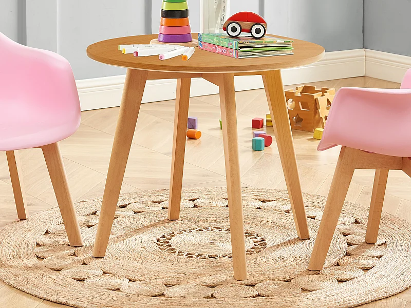 Table enfant en MDF et hêtre - Coloris : Naturel - LOULOUNE