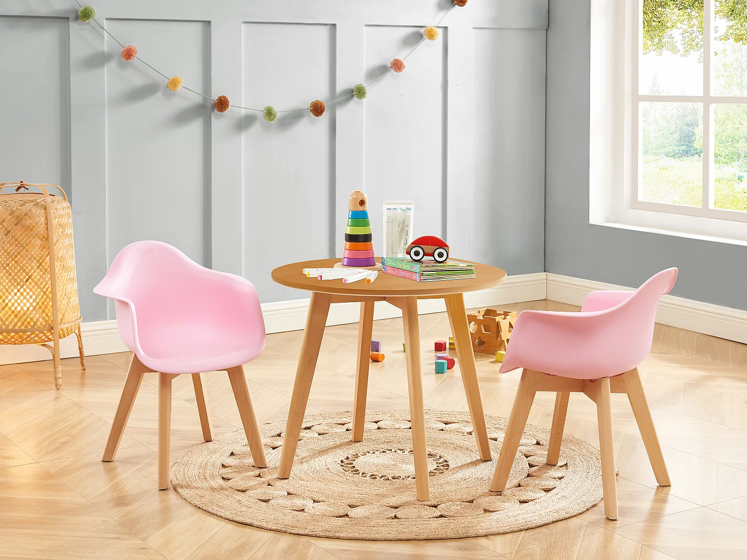 Table enfant en MDF et hêtre - Coloris : Naturel - LOULOUNE