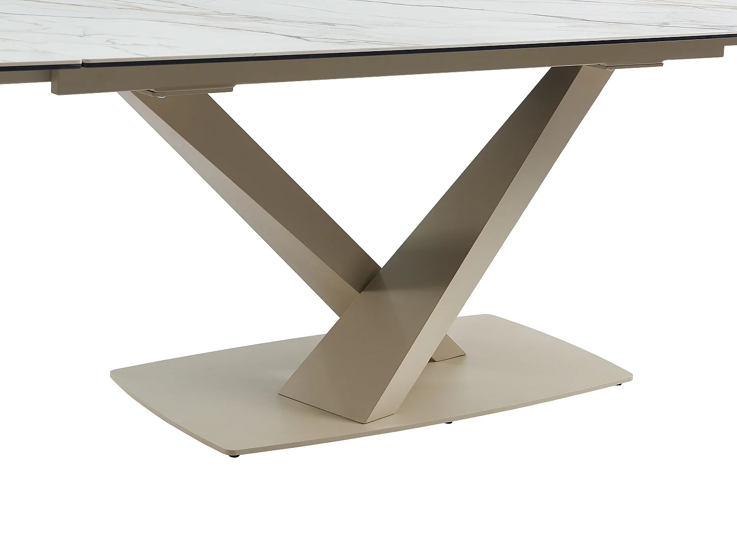 Esstisch ausziehbar - 6 bis 10 Personen - Sicherheitsglas, Keramik & Metall - Marmor-Optik Weiß & Beige - MALATA von Maison Céphy