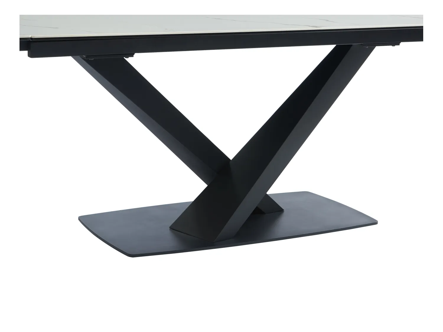 Esstisch ausziehbar - 6 bis 10 Personen - Sicherheitsglas, Keramik & Metall - Marmor-Optik Weiß & Schwarz - MALATA von Maison Céphy