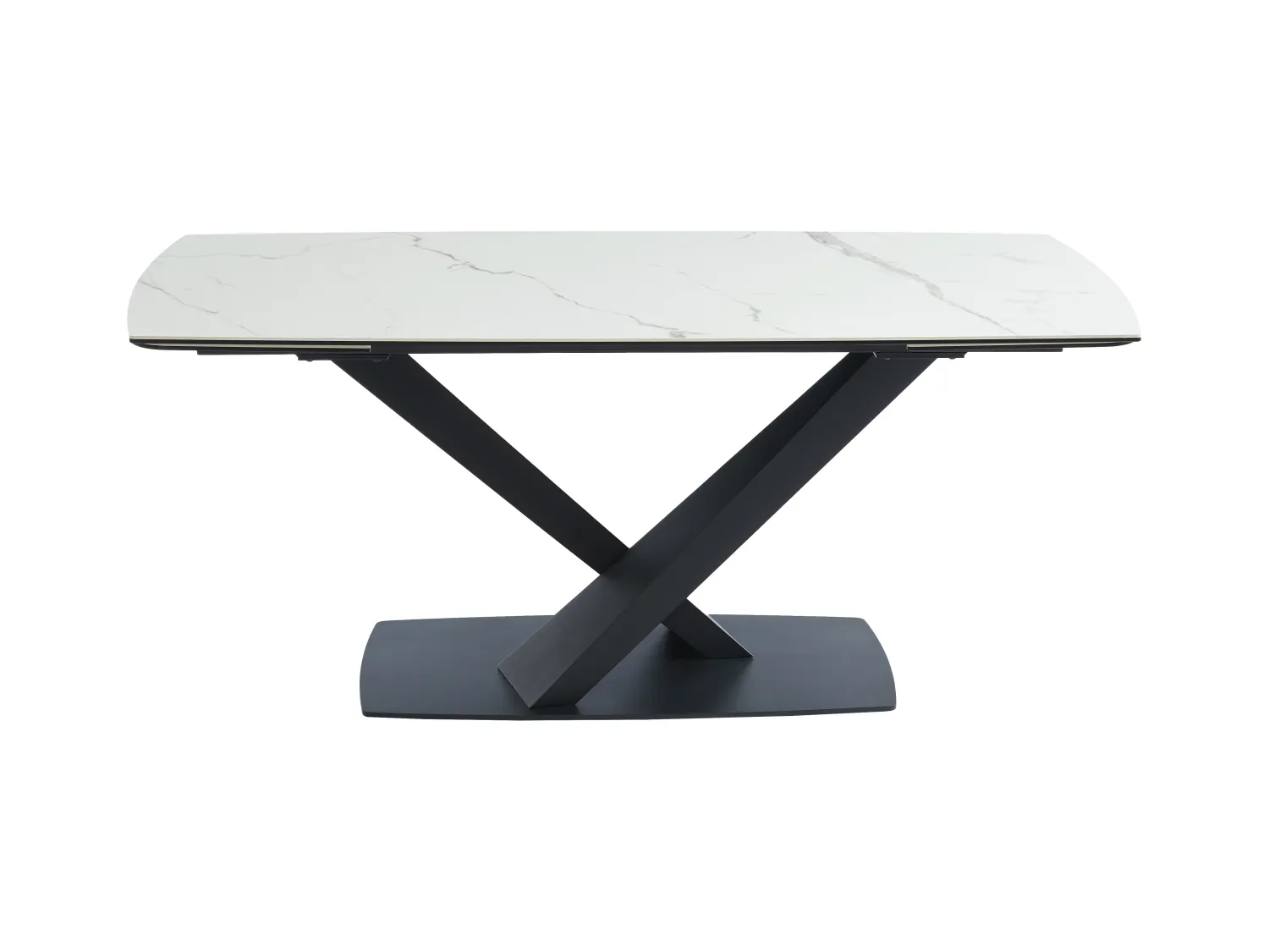 Esstisch ausziehbar - 6 bis 10 Personen - Sicherheitsglas, Keramik & Metall - Marmor-Optik Weiß & Schwarz - MALATA von Maison Céphy