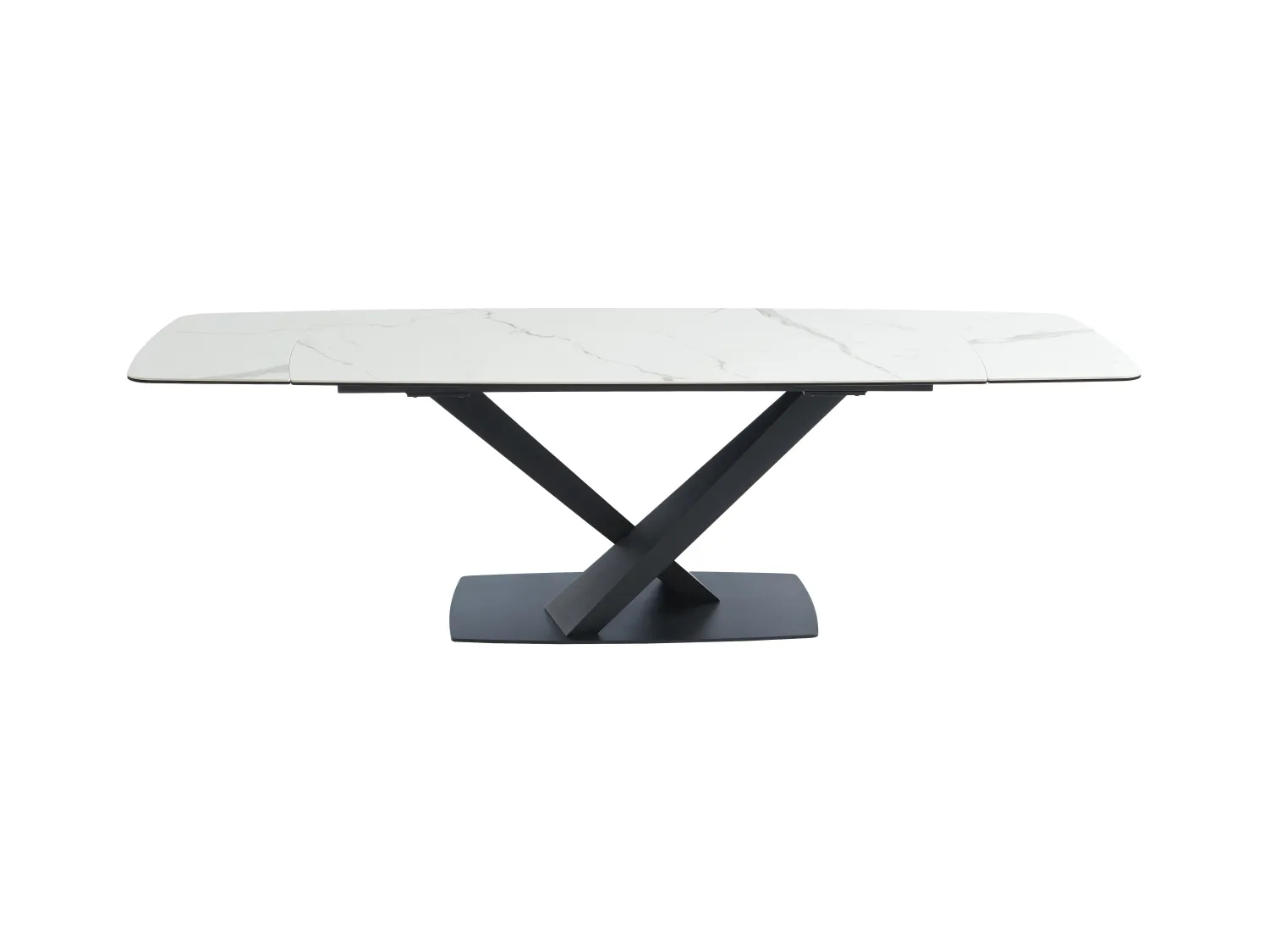 Esstisch ausziehbar - 6 bis 10 Personen - Sicherheitsglas, Keramik & Metall - Marmor-Optik Weiß & Schwarz - MALATA von Maison Céphy