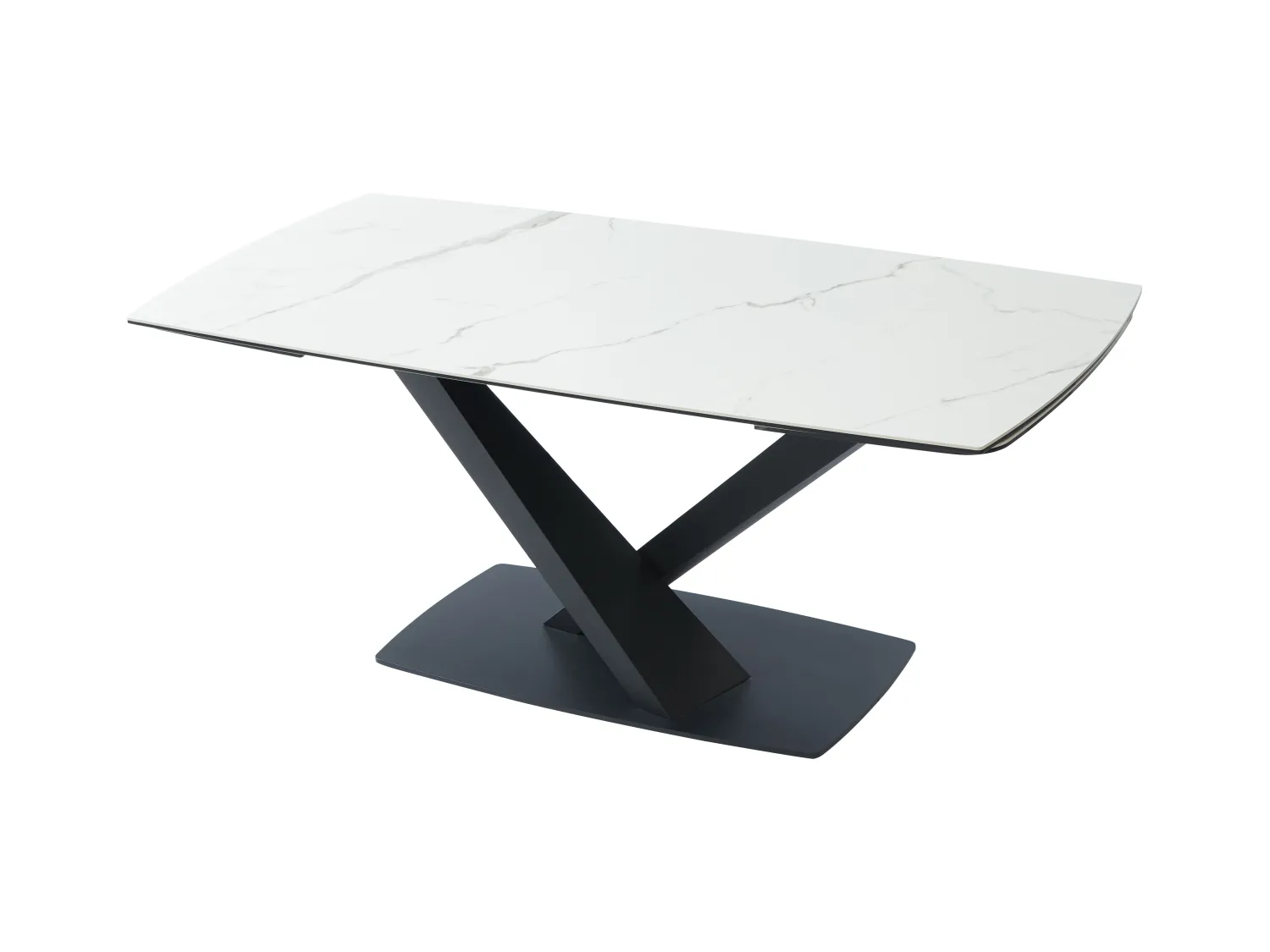 Esstisch ausziehbar - 6 bis 10 Personen - Sicherheitsglas, Keramik & Metall - Marmor-Optik Weiß & Schwarz - MALATA von Maison Céphy
