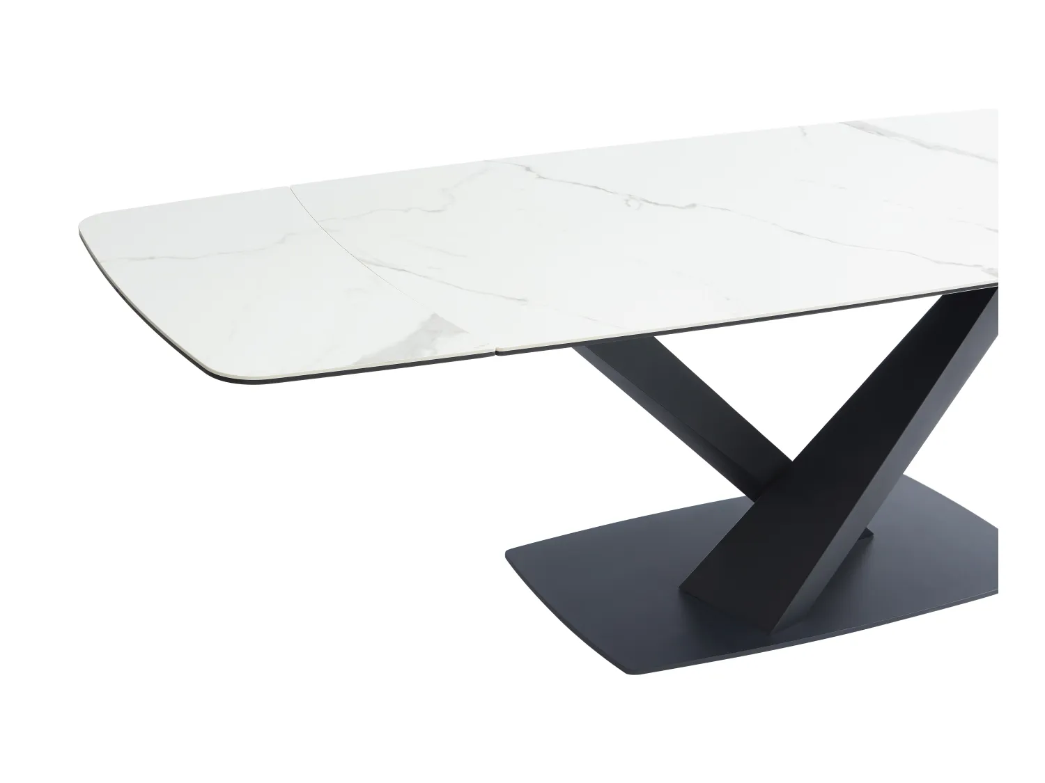 Esstisch ausziehbar - 6 bis 10 Personen - Sicherheitsglas, Keramik & Metall - Marmor-Optik Weiß & Schwarz - MALATA von Maison Céphy