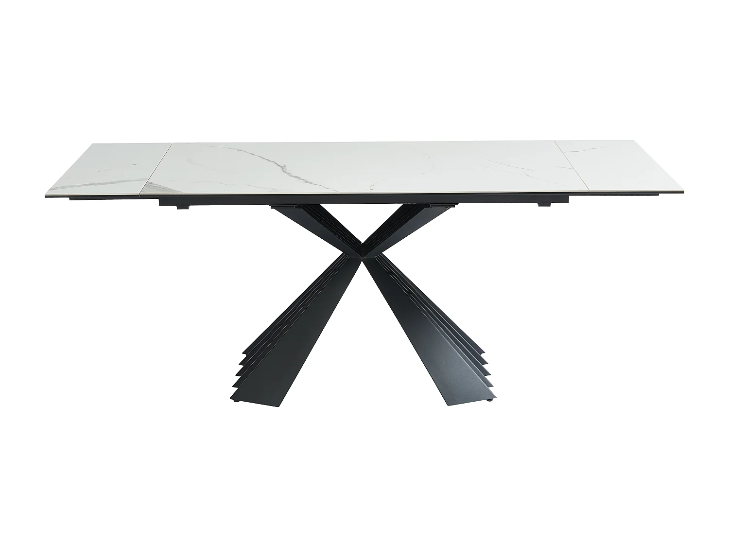 Table à manger extensible 4 à 8 personnes en céramique et métal - Effet marbre blanc et noir - BEKIM de Pascal MORABITO