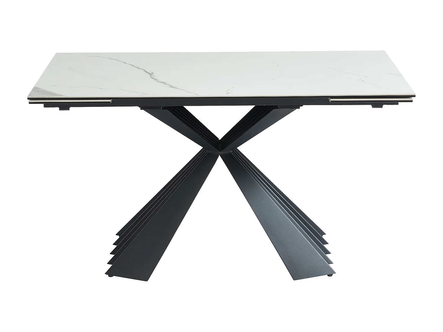 Table à manger extensible 4 à 8 personnes en céramique et métal - Effet marbre blanc et noir - BEKIM de Pascal MORABITO