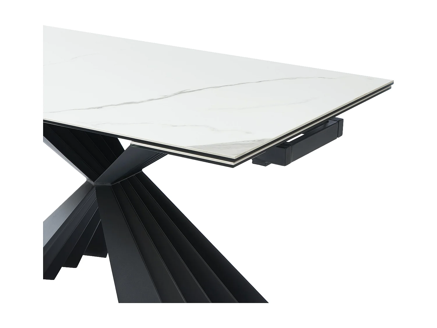 Table à manger extensible 4 à 8 personnes en céramique et métal - Effet marbre blanc et noir - BEKIM de Pascal MORABITO