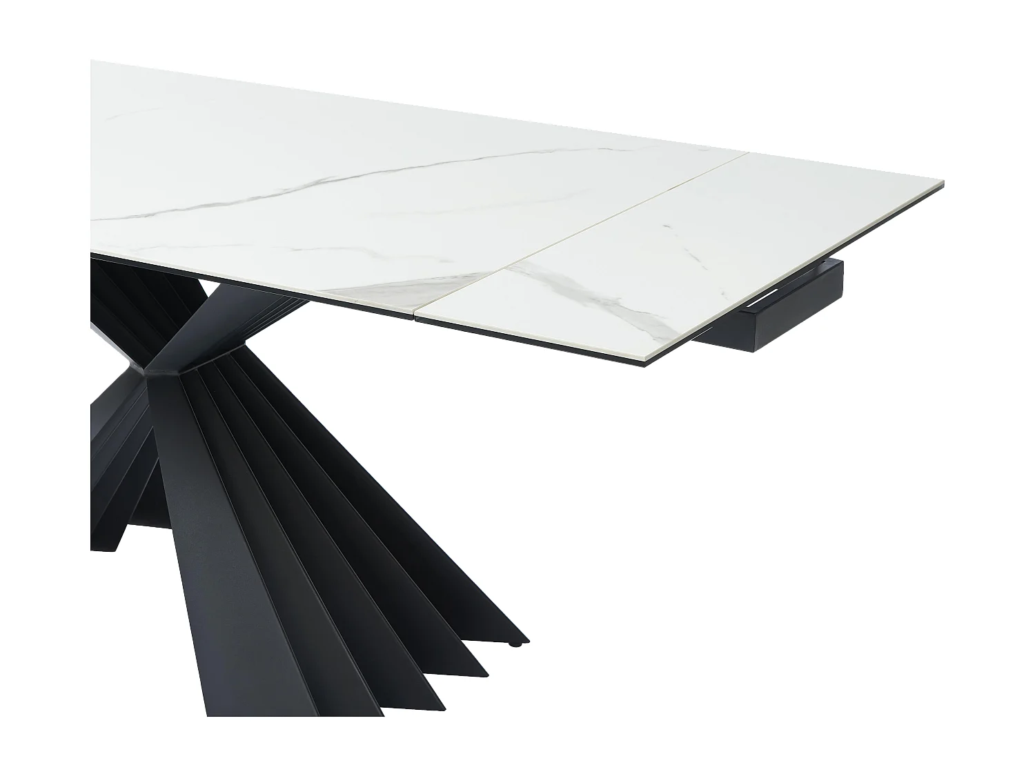 Table à manger extensible 4 à 8 personnes en céramique et métal - Effet marbre blanc et noir - BEKIM de Pascal MORABITO