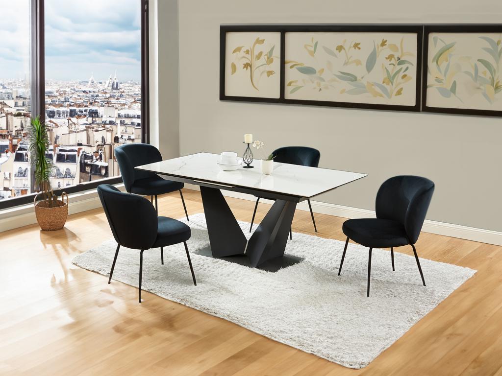 Esstisch ausziehbar - 6 bis 8 Personen - Keramik & Metall - Marmor-Optik We günstig online kaufen