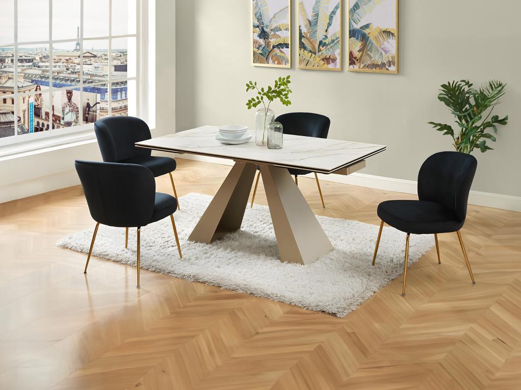 Esstisch ausziehbar - 6 bis 10 Personen - Keramik & Metall - Marmor-Optik W günstig online kaufen