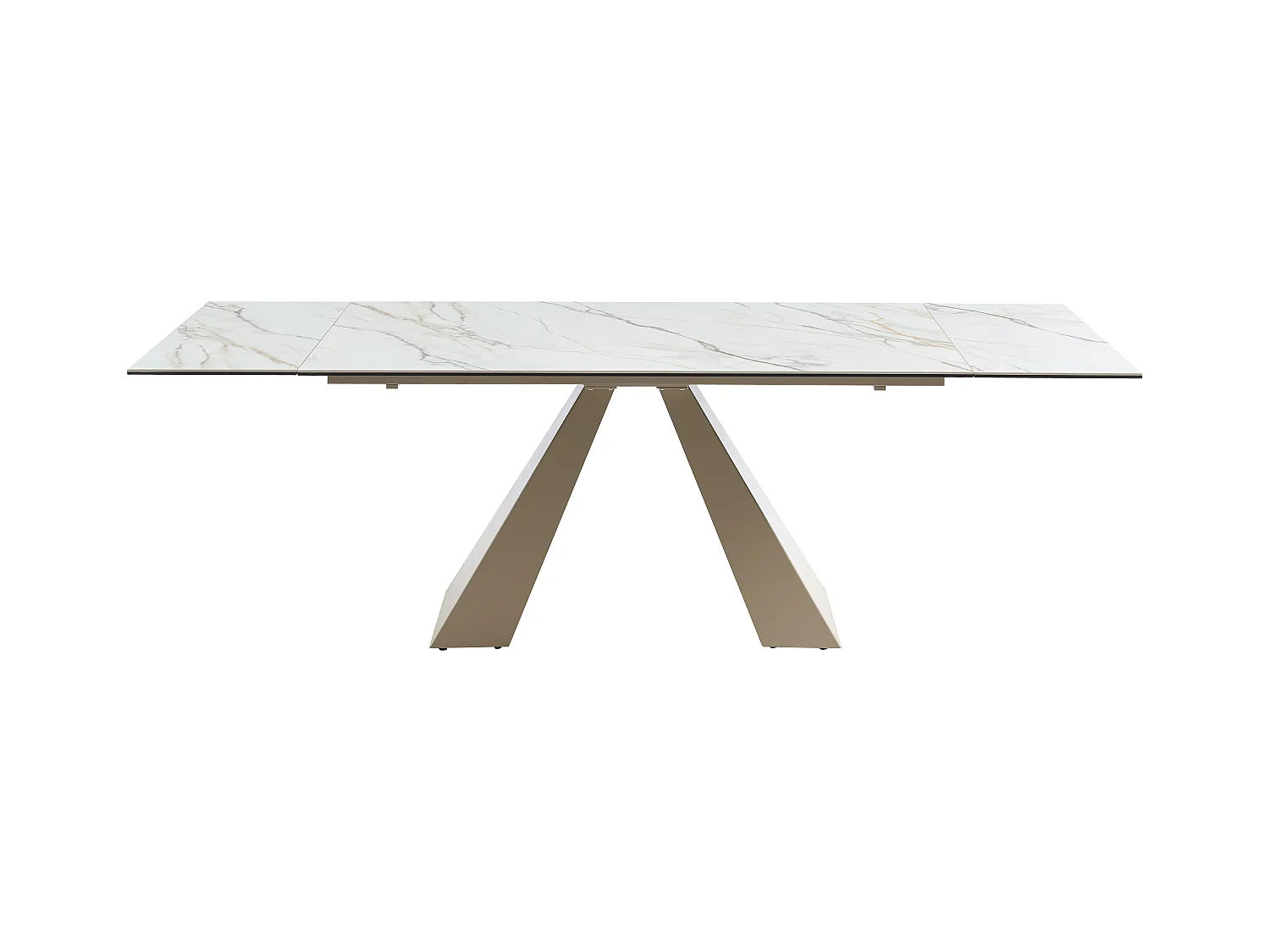 Esstisch ausziehbar - 6 bis 10 Personen - Keramik & Metall - Marmor-Optik Weiß & Beige - LOZIPA von Pascal MORABITO