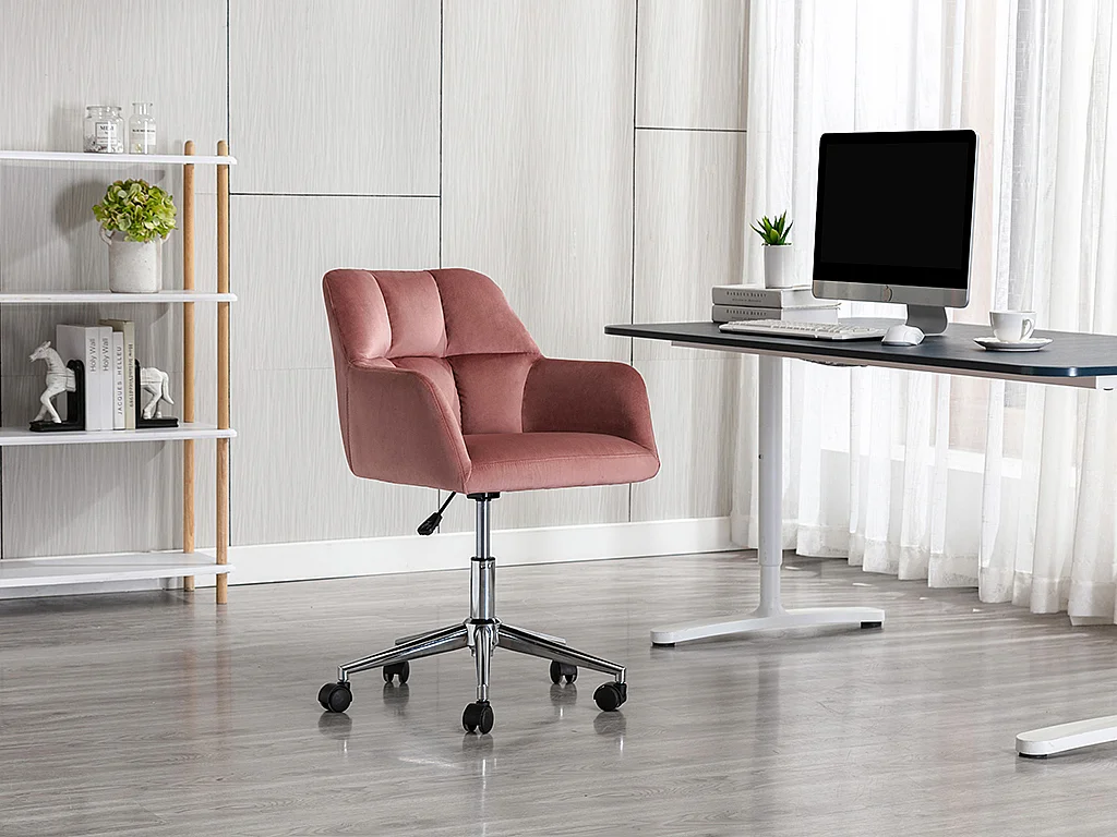 Chaise de bureau - Velours - Rose - Hauteur réglable - PEGA de Pascal Morabito