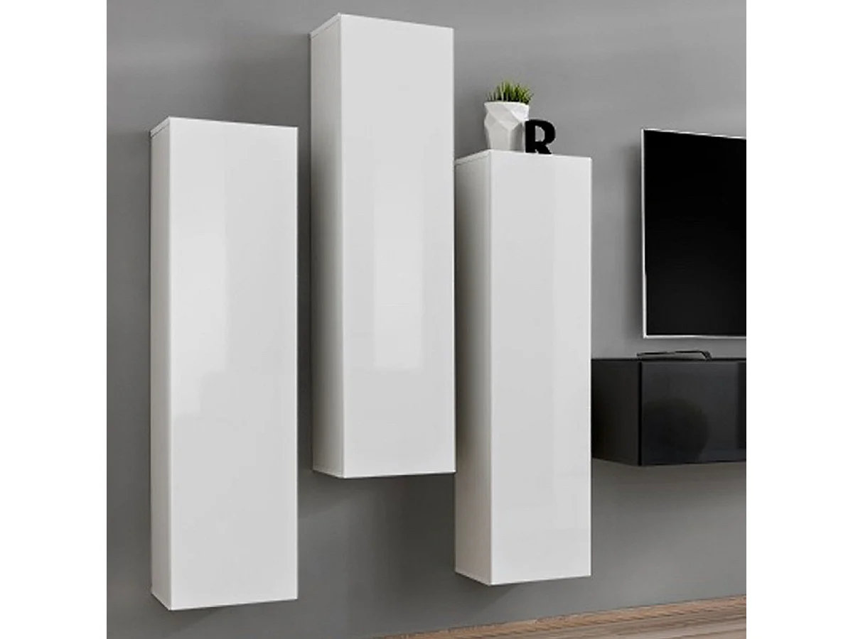 Meuble TV Mural Design "Switch III" 330cm Blanc & Noir