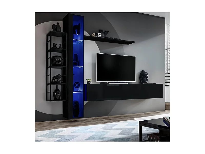 Ensemble Meuble TV Design "Switch VII" 240cm Noir