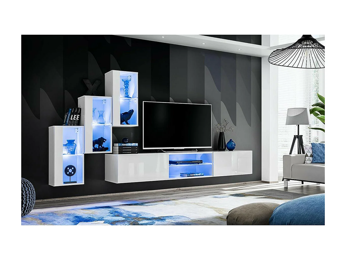 Ensemble Meuble TV Design "Switch XXII" 210cm Blanc