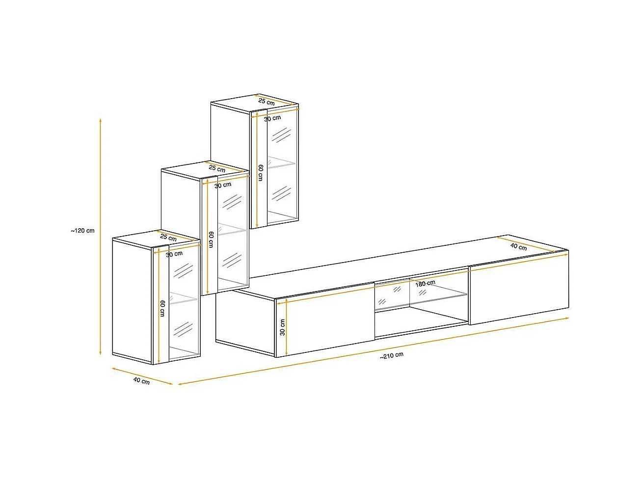 Ensemble Meuble TV Design "Switch XXII" 210cm Blanc