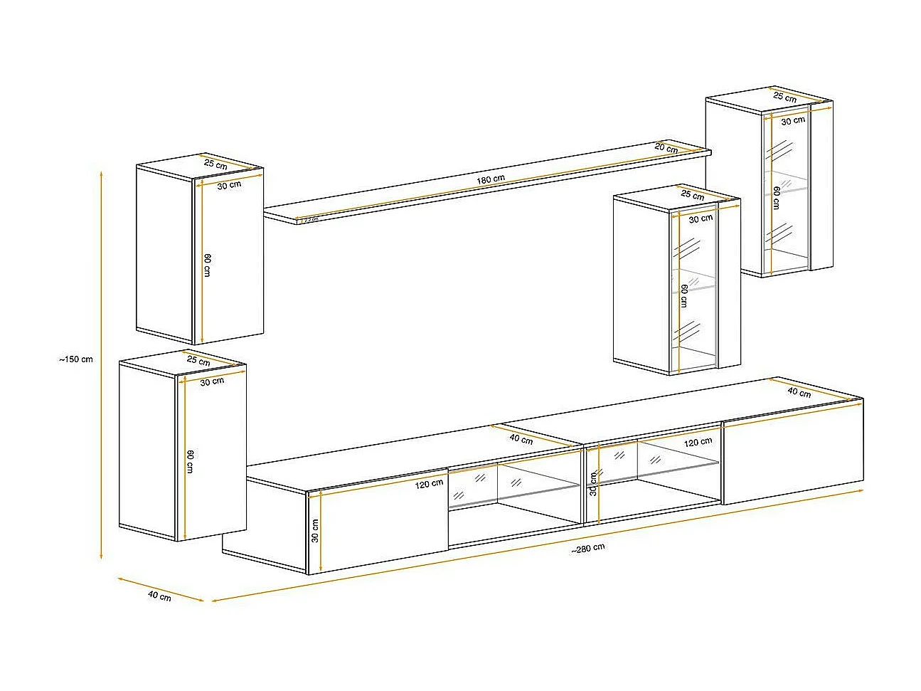 Ensemble Meuble TV "Switch XXV" 280cm Naturel