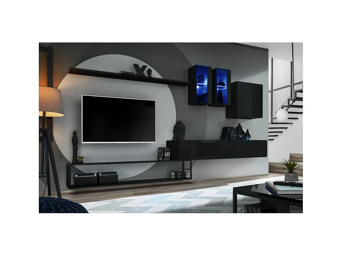 Ensemble Meuble TV Design "Switch I" 330cm Noir