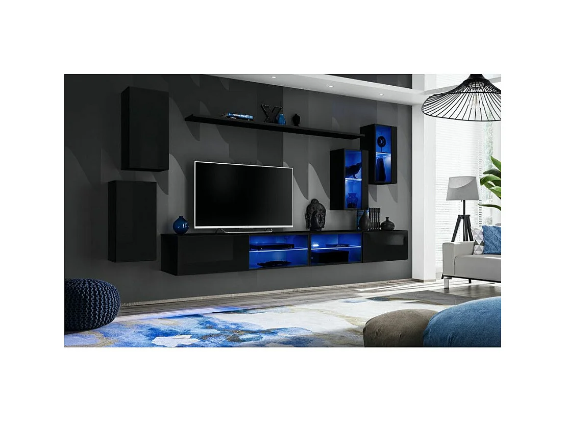 Ensemble Meuble TV Design "Switch XXV" 280cm Noir
