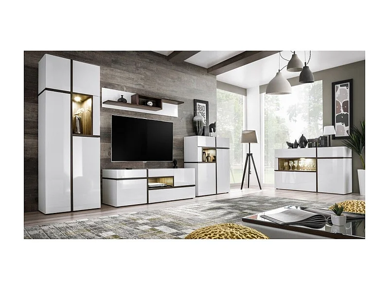 Ensemble Meuble TV Design "Cross" 330cm Blanc