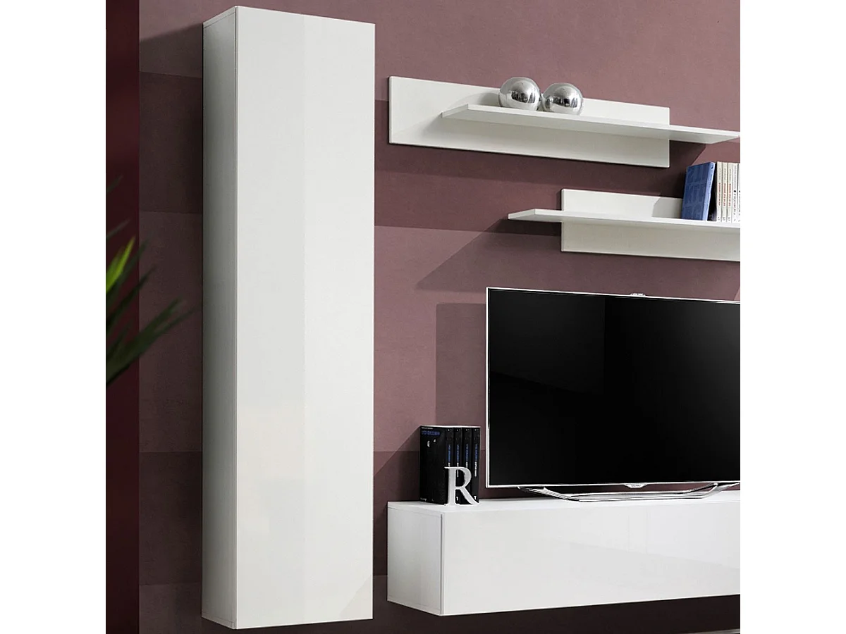 Meuble TV Mural Design "Fly I" 210cm Blanc