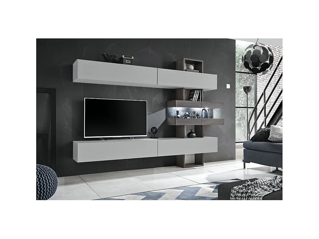 Ensemble Meuble TV "Tokyo" 250cm Gris & Chêne
