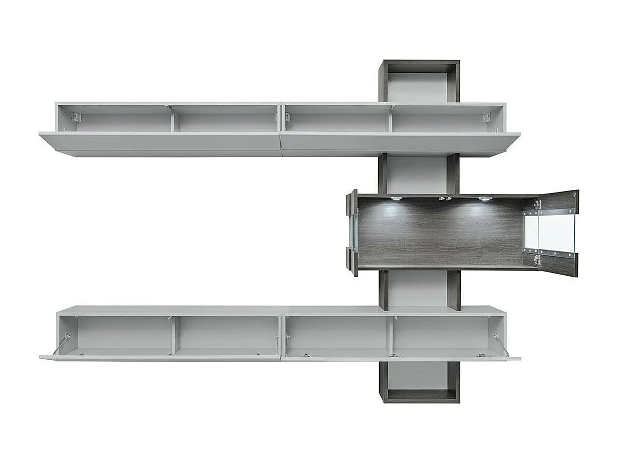 Ensemble Meuble TV "Tokyo" 250cm Gris & Chêne