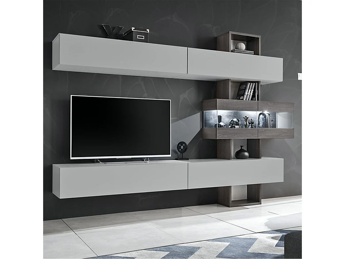 Ensemble Meuble TV "Tokyo" 250cm Gris & Chêne