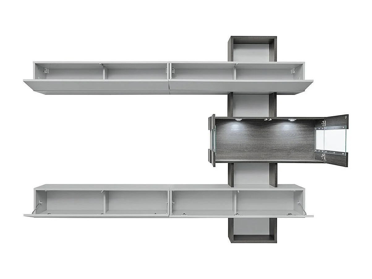 Ensemble Meuble TV "Tokyo" 250cm Gris & Chêne