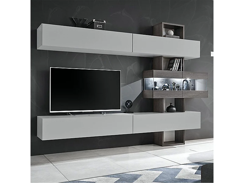 Ensemble Meuble TV "Tokyo" 250cm Gris & Chêne