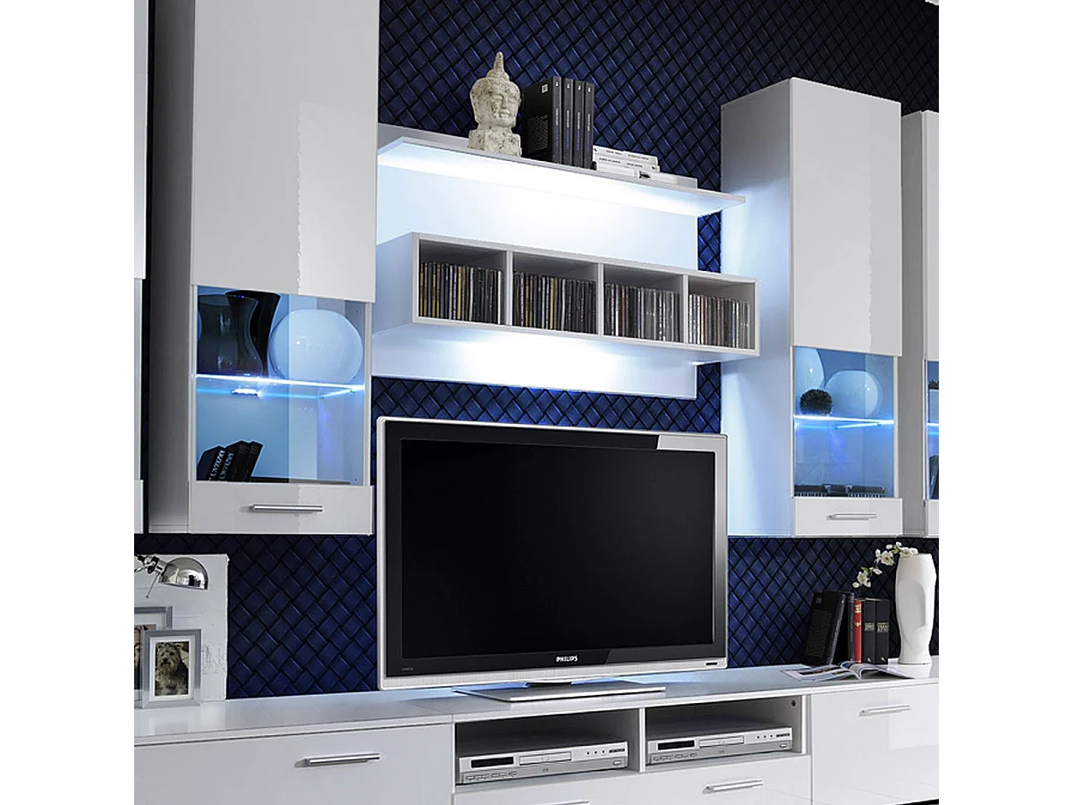 Meuble TV Mural Design "Dorade" 300cm Blanc