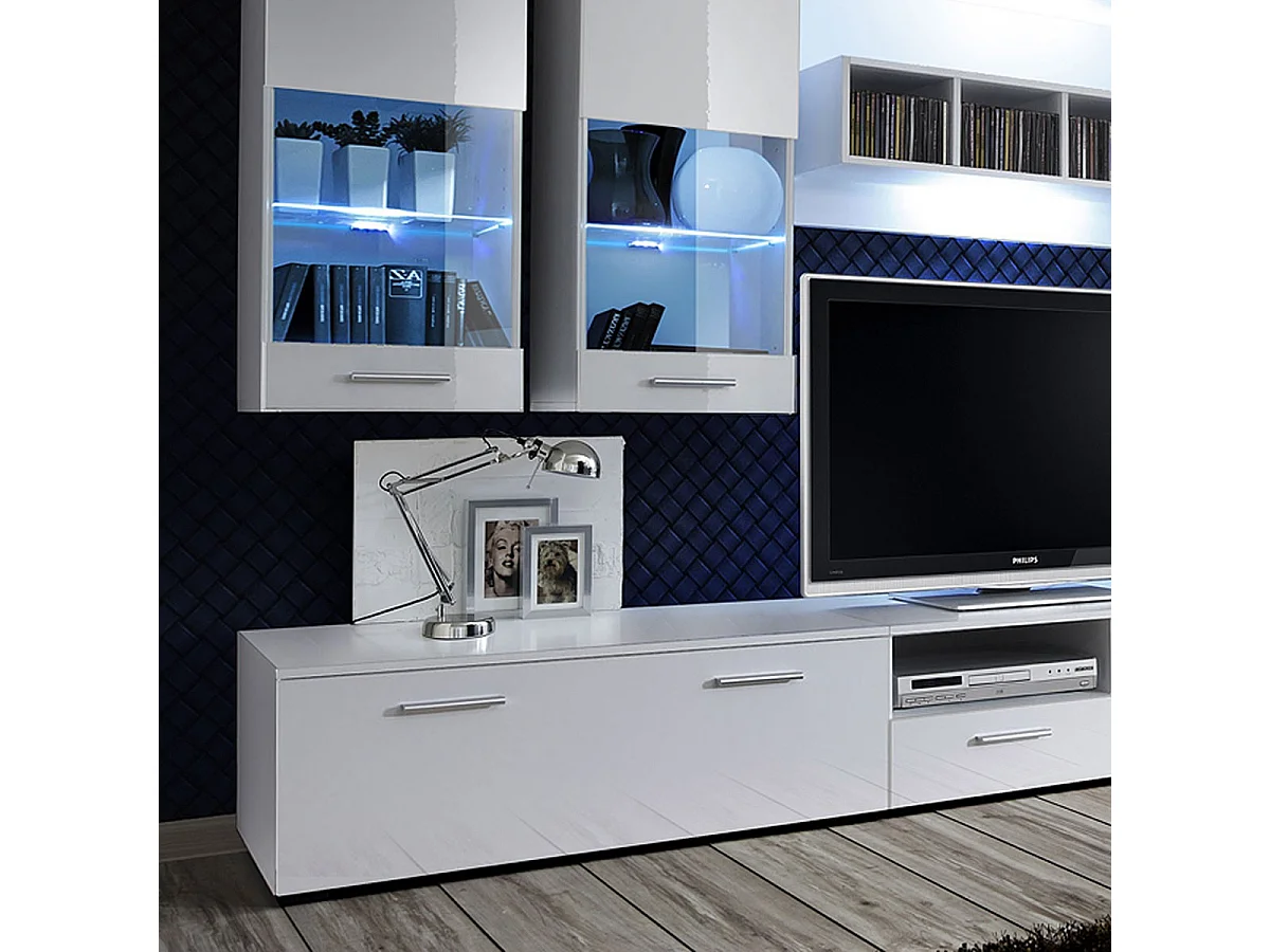 Meuble TV Mural Design "Dorade" 300cm Blanc