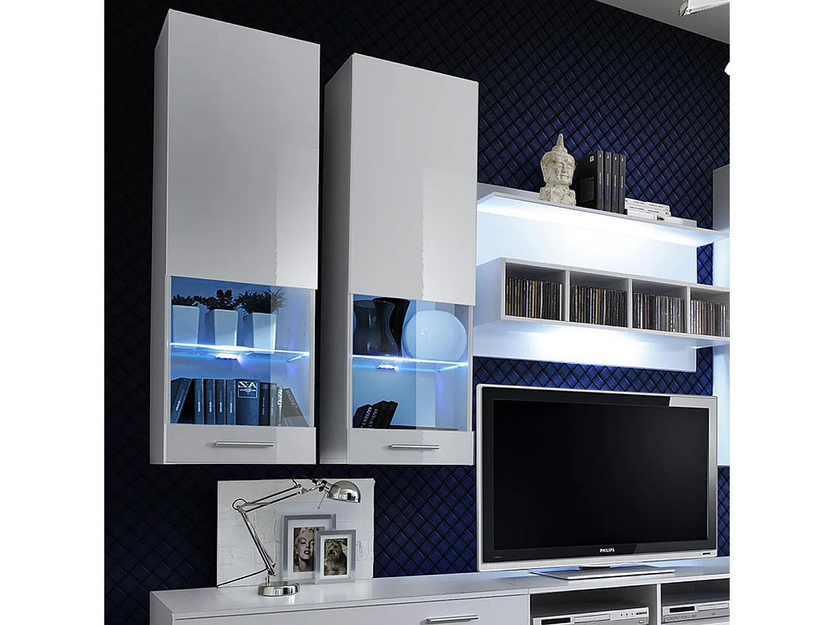 Meuble TV Mural Design "Dorade" 300cm Blanc