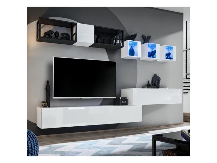 Ensemble Meuble Tv Design Switch Iii Cm Blanc Noir