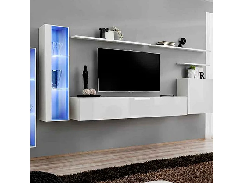 Meuble TV Mural Design "Switch XI" 330cm Blanc