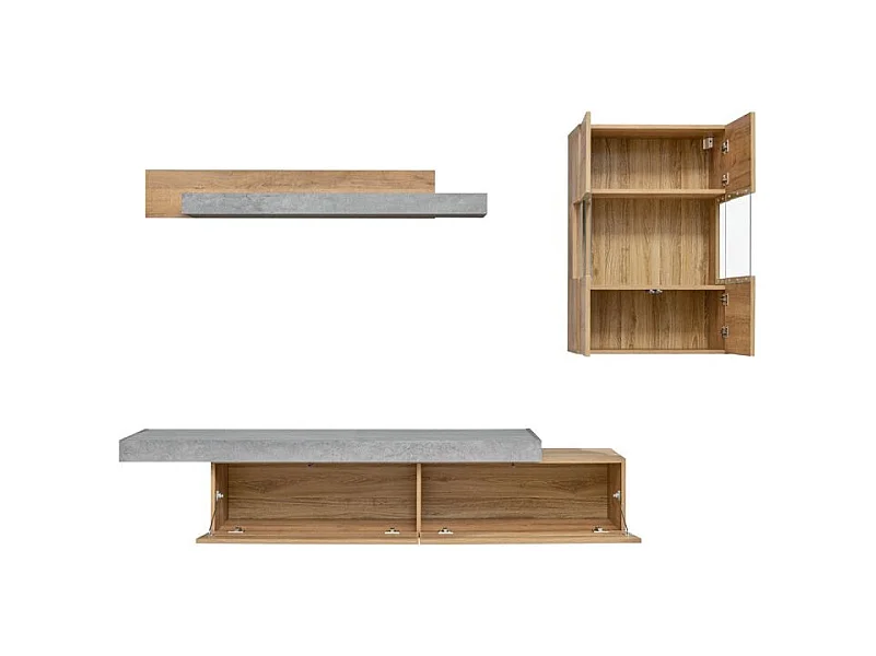 Ensemble Meuble TV "Concret" 230cm Naturel & Gris