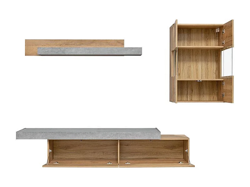 Ensemble Meuble TV "Concret" 230cm Naturel & Gris