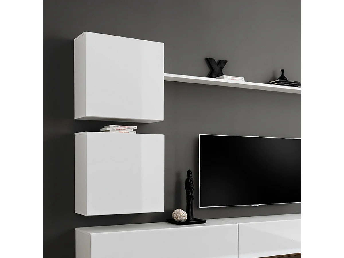 Meuble TV Mural Design "Switch VIII" 280cm Blanc