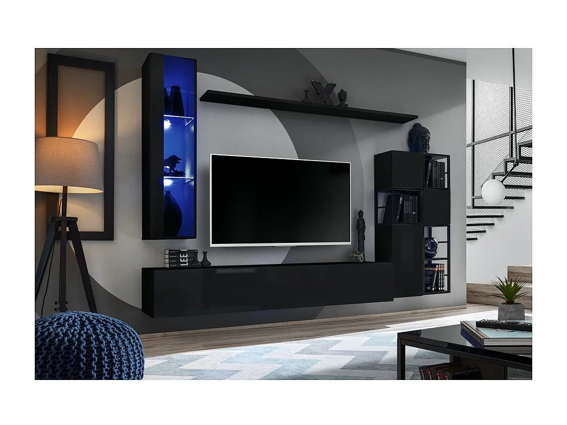 Ensemble Meuble TV Design "Switch II" 250cm Noir