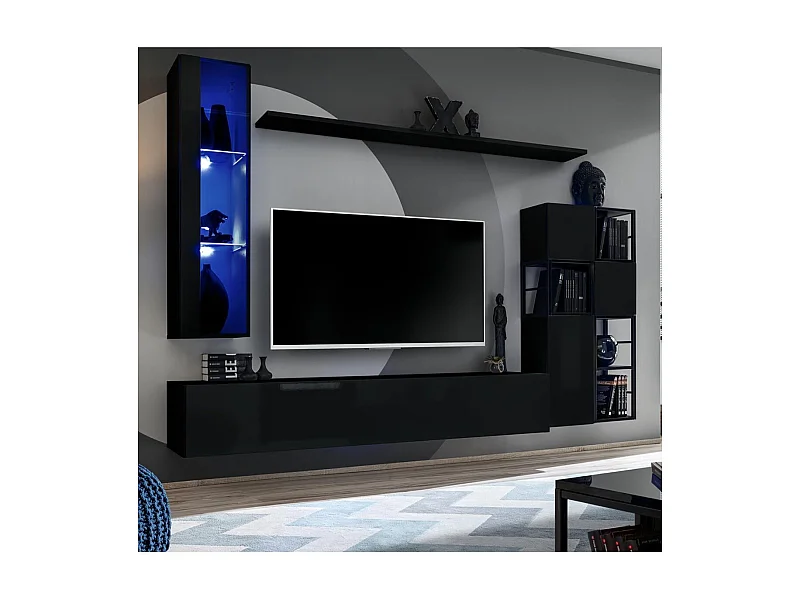 Ensemble Meuble TV Design "Switch II" 250cm Noir