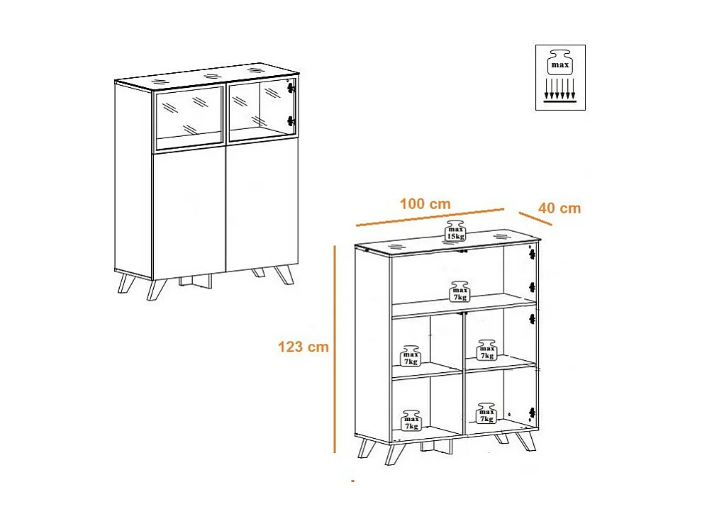 Ensemble Meuble TV & Bibliothèque "Thin" 330cm Noir & Naturel