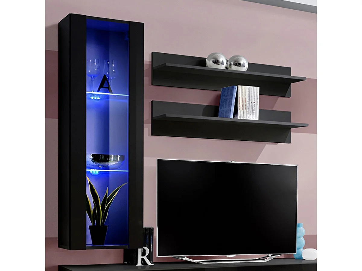 Meuble TV Mural Design "Fly II" 170cm Noir