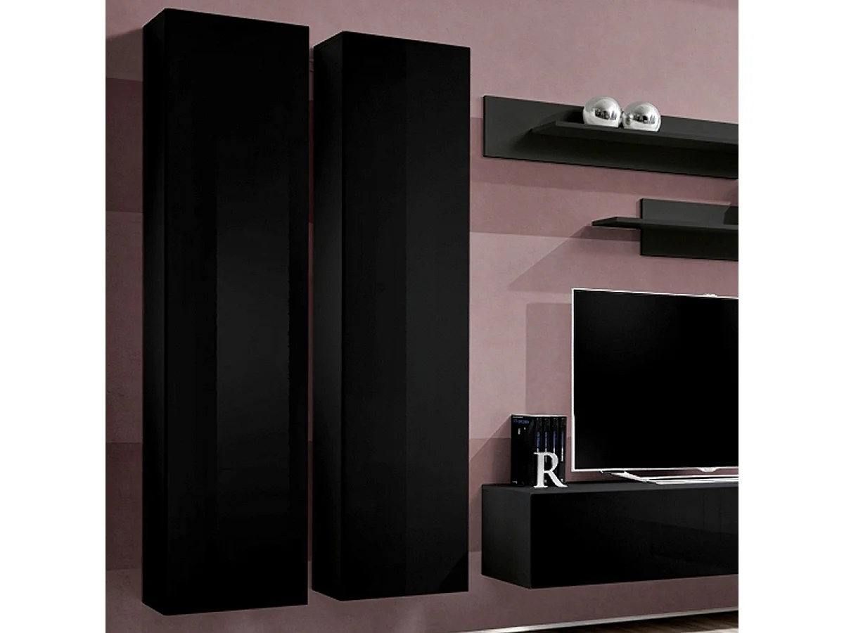 Meuble TV Mural Design "Fly I" 310cm Noir