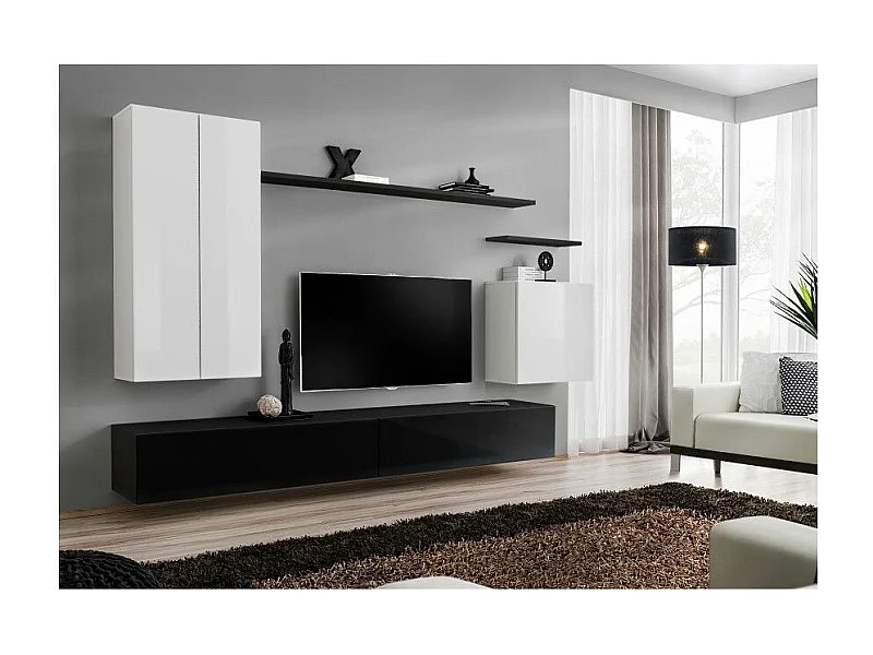 Meuble TV Mural Design "Switch XII" 270cm Blanc