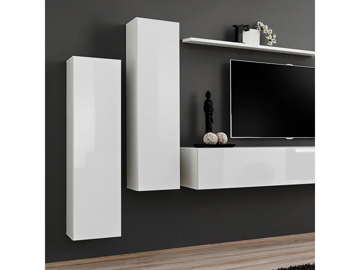 Meuble TV Mural Design "Switch I" 330cm Blanc
