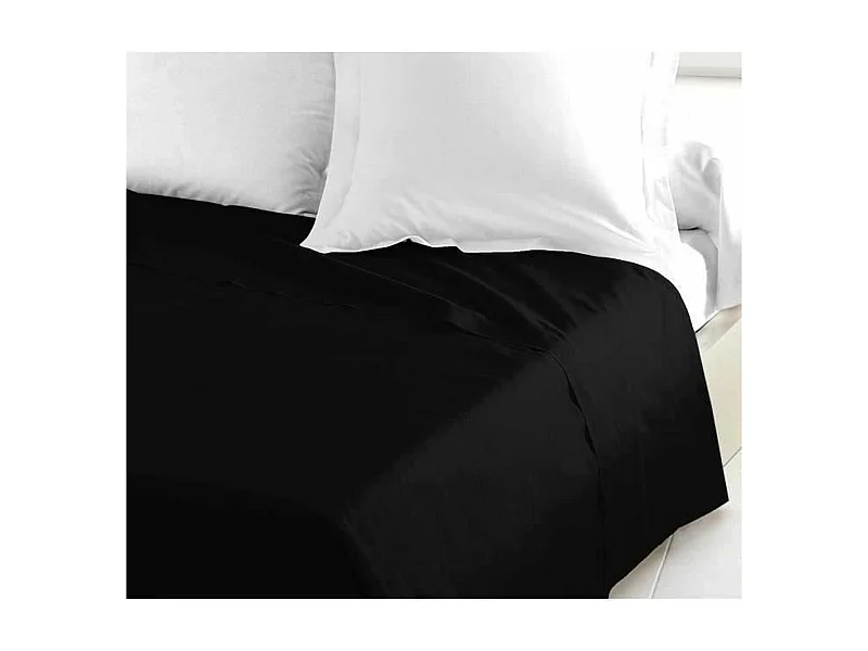 Flachbettlaken 100% Baumwolle Schwarz 180x290 cm - OEKO-TEX Zertifiziert