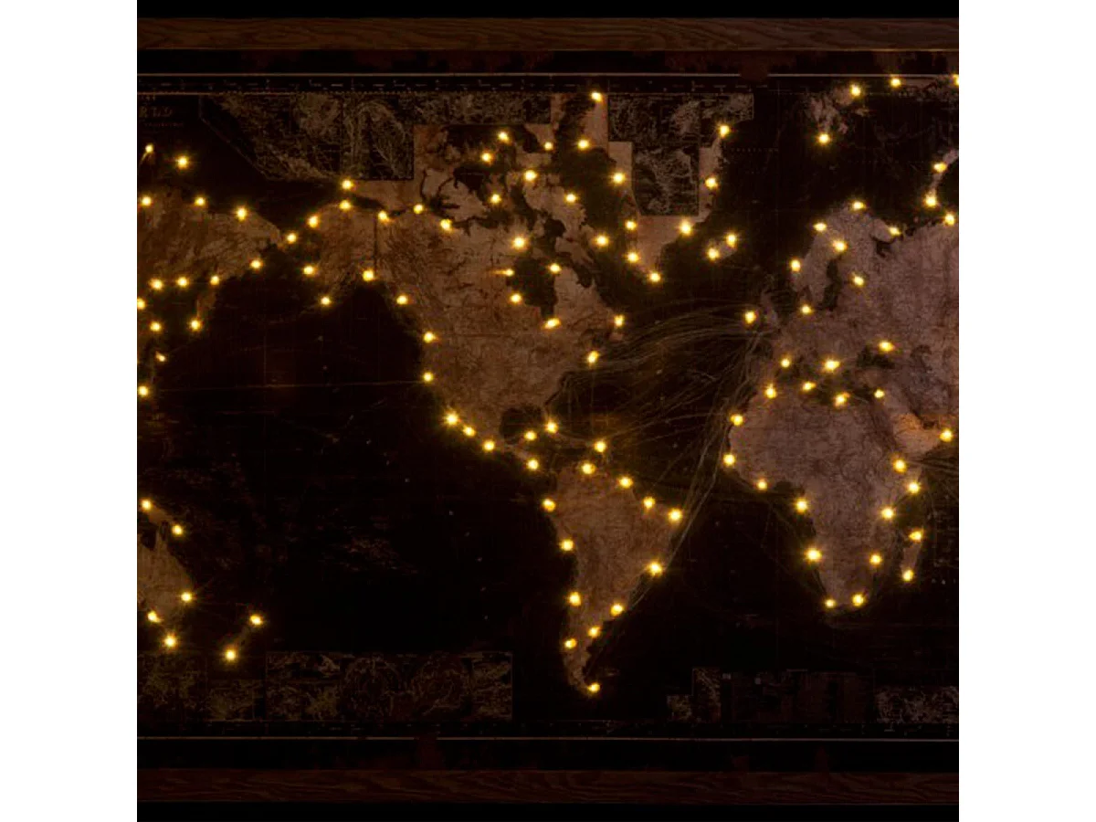 Tableau Déco à LED "Mappemonde" 175cm Noir