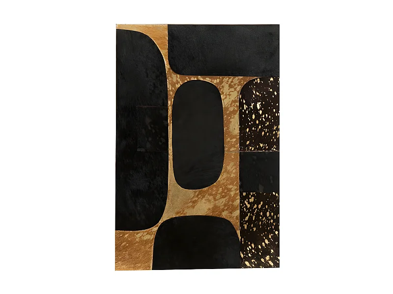 Tableau Déco en Cuir "Opalo" 40x60cm Noir & Or